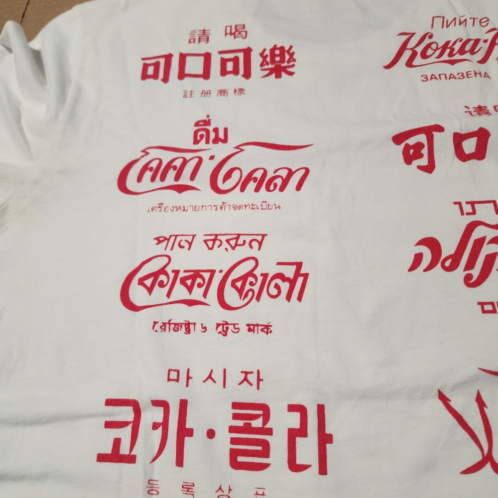 Coca Cola Multilingual Red and White Tee, Large - Picture 7 of 9
